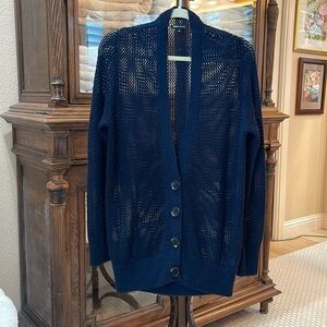 Monika Chiang cashmere navy cardigan EUC